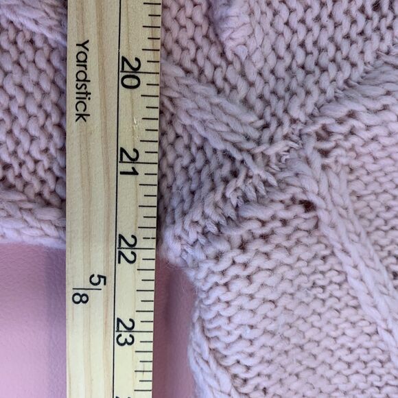 Lucky Brand Bobble Cable Knit Pink Cardigan Sweater Easter Wool Blend Barbie Med - Picture 11 of 11